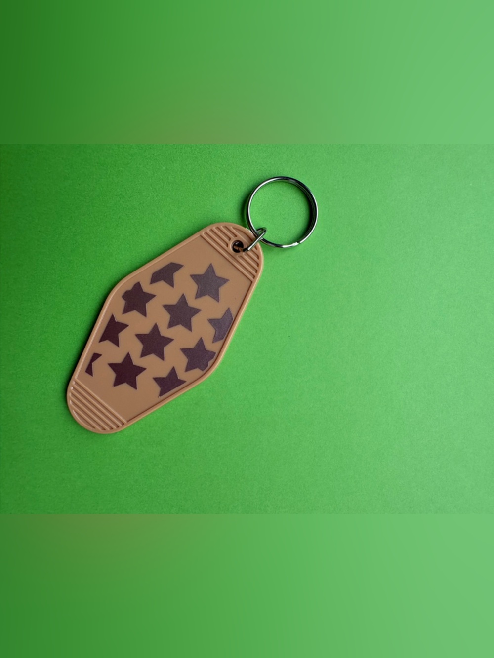 Tan Star Pattern Keychain - hand made